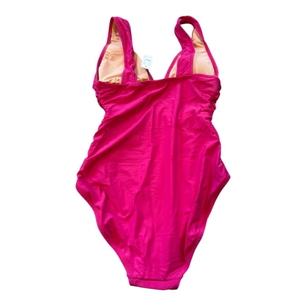 NEW J. Crew Women’s Size 4 Radiant Fuchsia Ruched V-neck One-Piece NWT - Picture 3 of 4